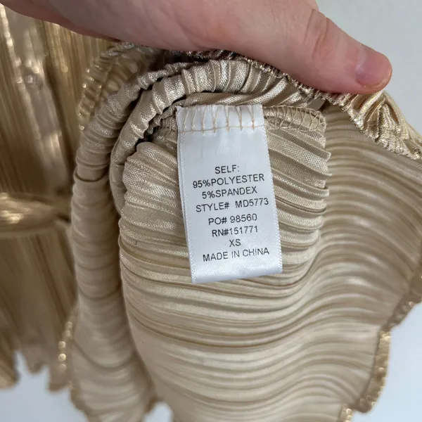 Le Lis Gold Pleated Mini Dress Size XS NWT - Image 7