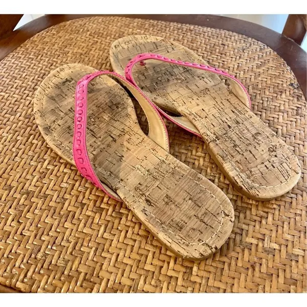 Jack Rogers pink stitch flip flop sandals size 6 - Image 7