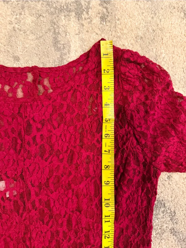 Loft Vintage-Inspired Red Lace Long Sleeve Maxi Dress - Image 6