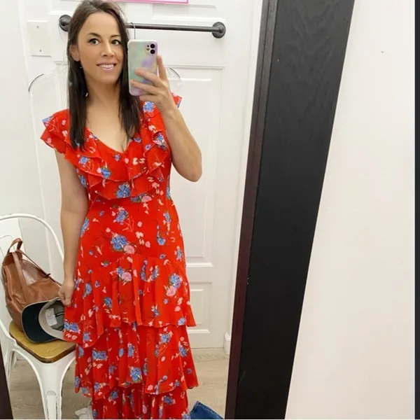 WAYF Chelsea tiered red ruffle maxi dress - Image 6