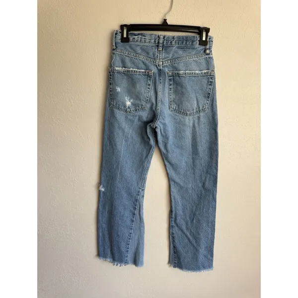 Zara Light Wash Blue Denim Distressed Flare Leg Jeans Women’s 2 Casual - Image 6