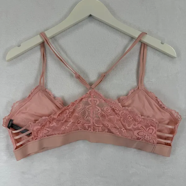 Aerie Pink Lace Bralette Crossover Straps Unlined Soft Cup‎ Bra XL - Image 3