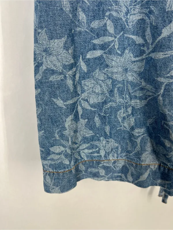 rag & bone Laser Floral Denim Tie Dress Blue Size S - Image 4