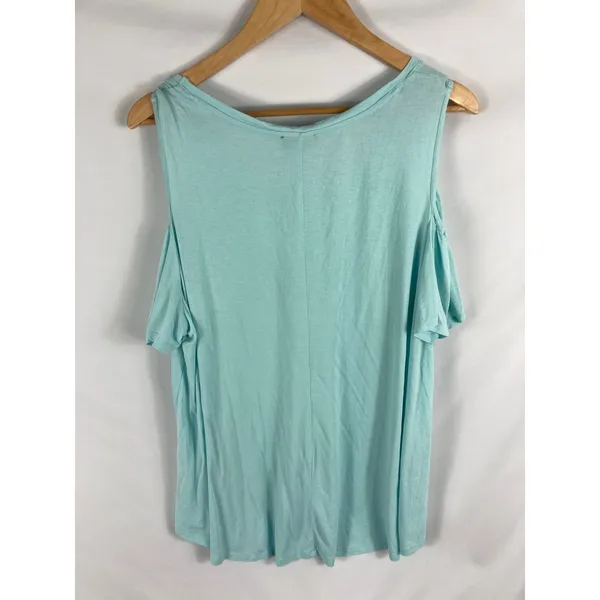 Lane Bryant Cold Shoulder Blue Blouse Size 18/20 - Image 4