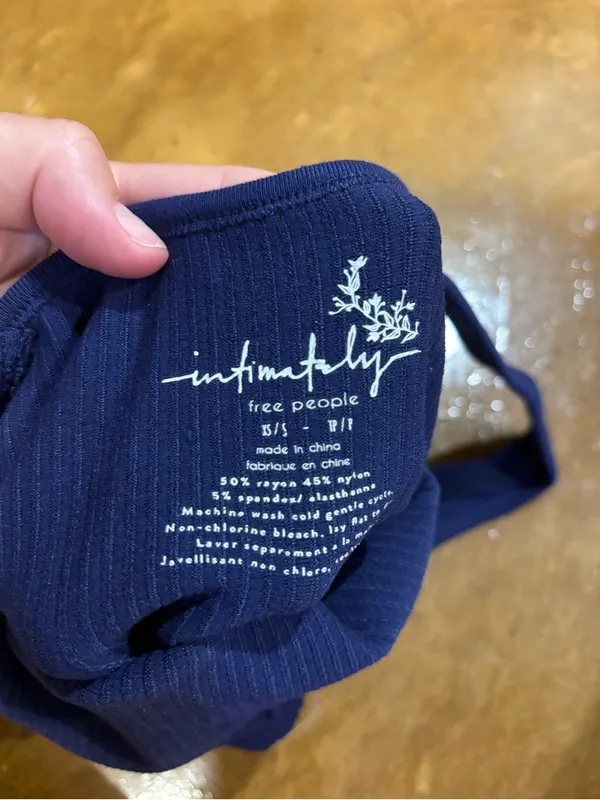 Free People Deep Blue Ribbed V-Neck Tank - Image 3