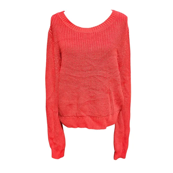 Banana Republic NWT Shaker-Stitch Cropped‎ Pullover Red Crew-neck Women's XL - Image 3