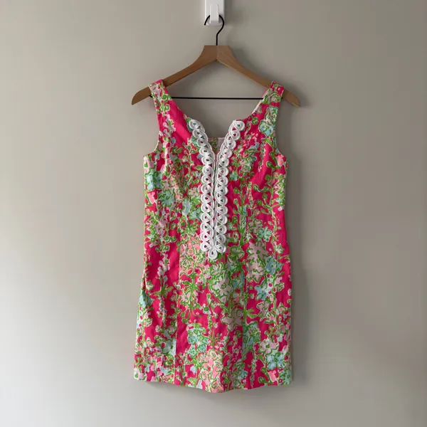 Lilly Pulitzer Cathy Shift Dress Flamingo Pink Southern Charm 0 Lace 100% Cotton - Image 13