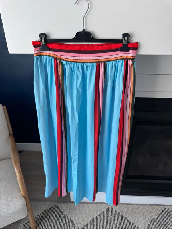 Rosa Clothing Boho Color Block Stripe V Neck Top Skirt Set Medium - Image 5