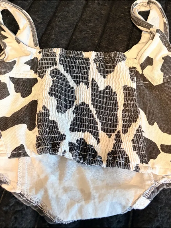 Black and White Cow Print Cropped Tank - Image 8