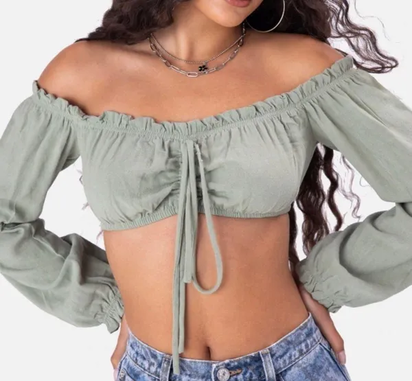 Adika green off the shoulder croptop - Image 2