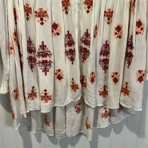 Free People Ariana White and Red embroidered tunic top size X Small - Image 11