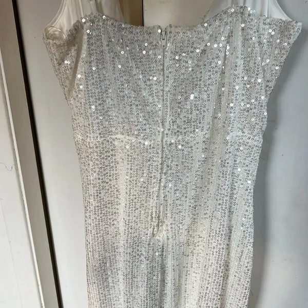 Bella and Bloom Take My Hand White Sequin Slit Maxi Dress Formal Bridal Prom L - Image 5