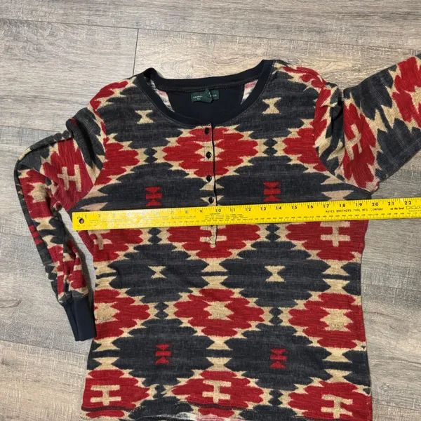 Lauren‎ Ralph Lauren Aztec Southwestern Thermal Henley Shirt XL Red Gray Waffle - Image 5