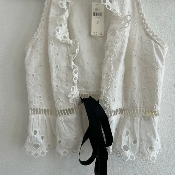 Anthropologie Deep V Eyelet Tank - Image 3
