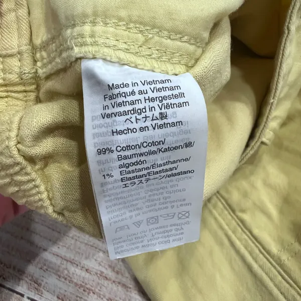 Madewell Women Yellow Herringbone Pull On Shorts High Rise Cotton Blend Size L - Image 4
