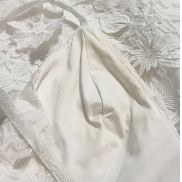 Lulus Exceedingly Lovely White Applique Floral Backless Mini Dress size L - Image 8