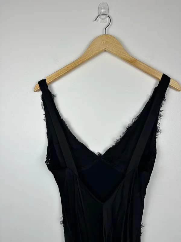 Sndys Gina Black Lace Trim Satin Maxi Dress Women’s‎ Sz L - Image 8