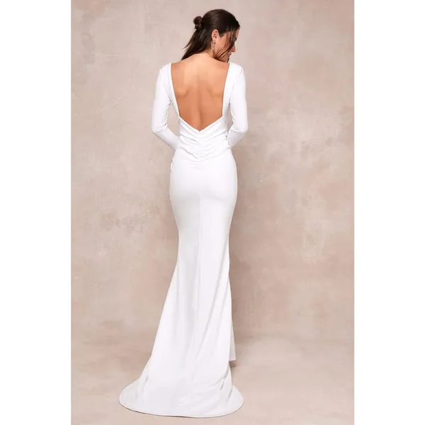 Lulus Extravagant Love White Backless Ruched Dress Bridal Elegant Extra Small - Image 4