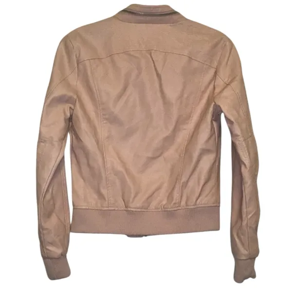 Cavalini Vegan Leather Bomber Jacket Mauve Size Large - Image 2
