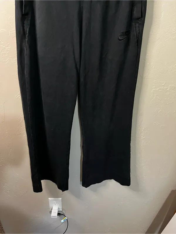 Nike Black Jersey Knit Wide Leg Pull On Athleisure Lounge Travel Pants - Image 4