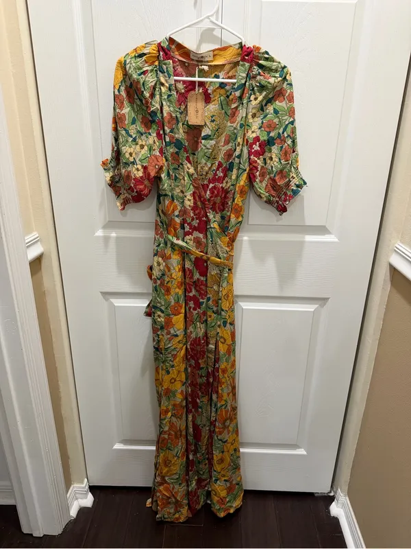 Natural Life Sophia Wrap Maxi Dress in gold vintage floral print large NWT - Image 4