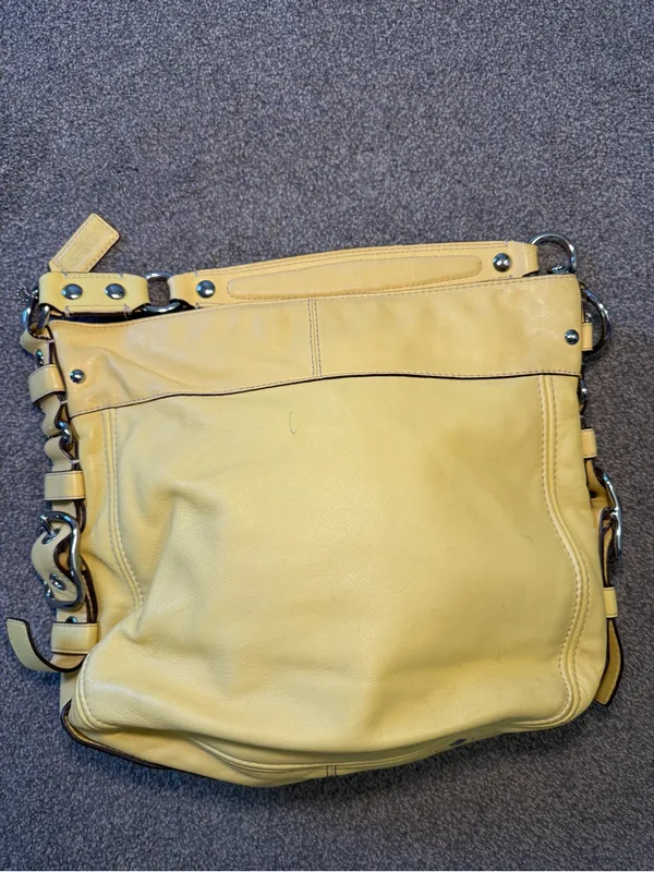 Vintage Coach Zoe Large Leather Hobo Buckle Shoulder Bag F12669 in Yellow - Image 8