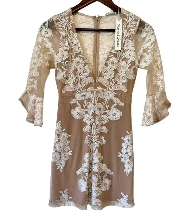 For Love & Lemons x Free People Temecula White Lace Fit And Flare Mini Dress XS - Image 11