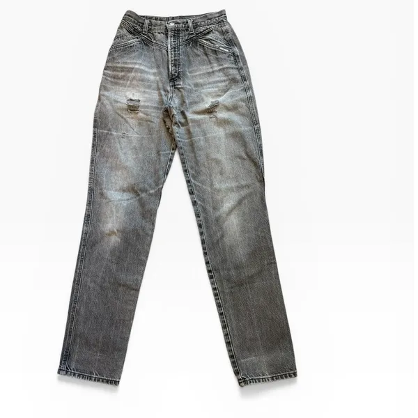 Vintage Rockies High Waist Western Jeans‎ Faded Black Distressed 26x34 Bareback - Image 2