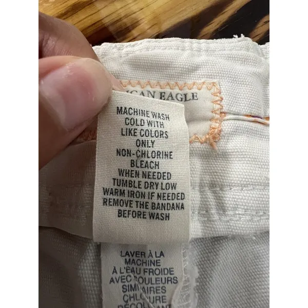 American Eagle Jeans Women Size 10 Wide Leg Crop Stretch White Classic‎ Preppy - Image 6
