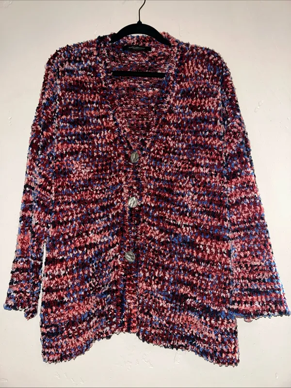 Marc New York Cozy Chunky Knit Cardigan in Mixed Berry Tones XL /XXL - Image 2