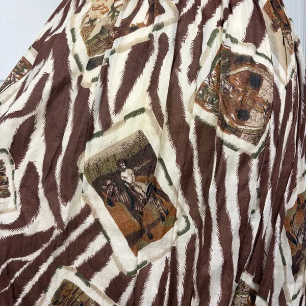 Vintage Leslie Fay Safari zebra print cotton midi skirt - Image 11