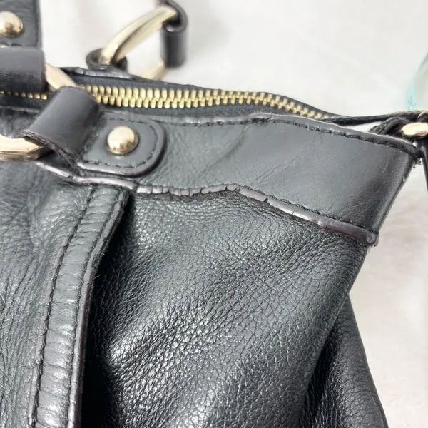 B Makowsky Large Black Genuine Leather Handbag‎ Lombard Satchel - Image 8