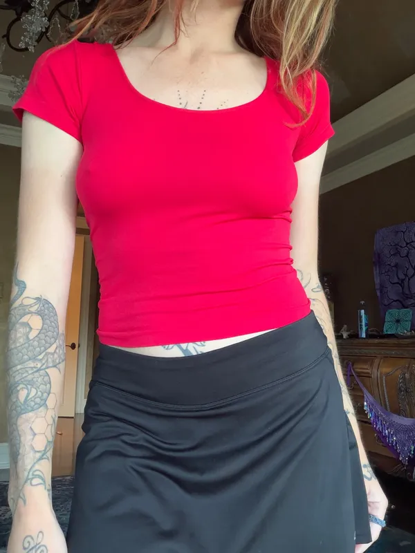 Sexy Red Crop Top Good Condition Bought Pre-Loved - Image 2