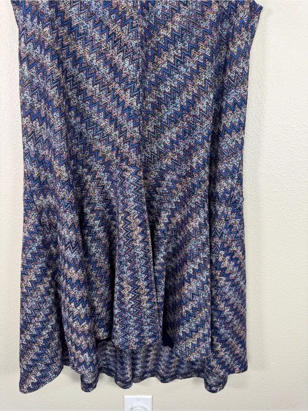 Maeve Blue Pink Zig Zag High Low Dress Womens XL Boho Casual Anthropologie Mini - Image 11