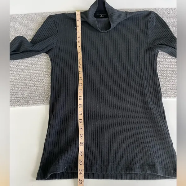 Vintage 90s J. Crew Black Ribbed Mockneck Long Sleeve Top Size Medium - Image 5