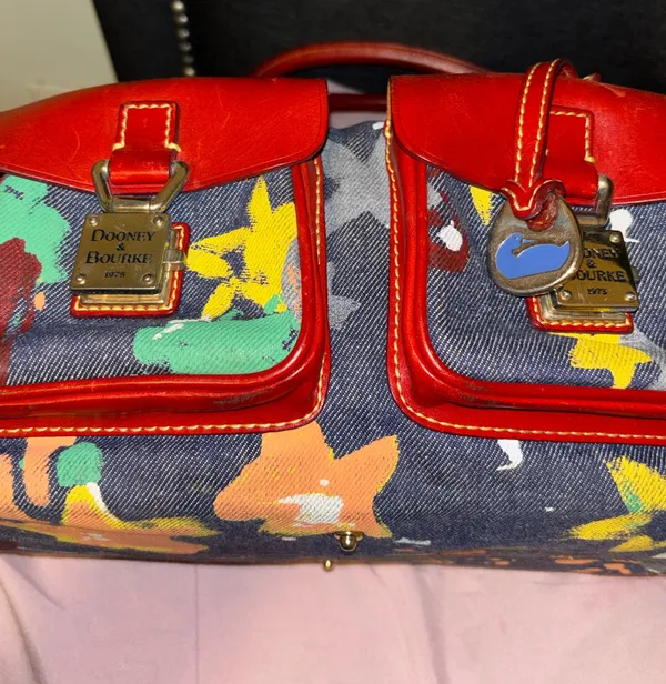 Dooney & Bourke Graffiti Denim Shoulder Bag RARE HTF! - Image 12