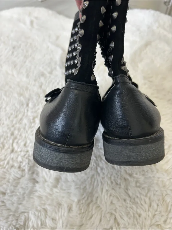 Zigi Girl Black Studded Combat Boots - Image 5