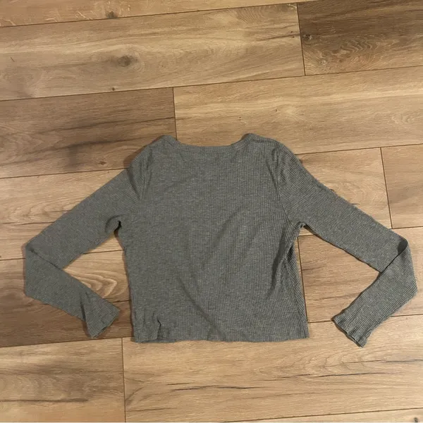 Aerie Real Soft Ribbed Long Sleeve Twist Crop Top - Image 3