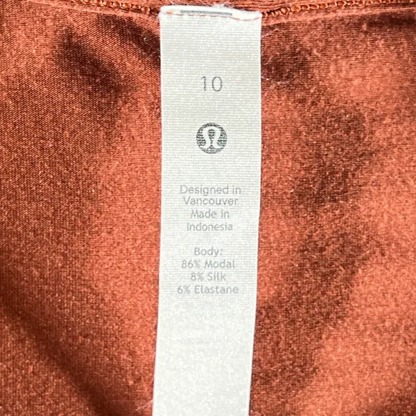 1008 | Lululemon Modal Silk Blend Flowy Scoop Neck Long Sleeve Top Rust Women 10 - Image 5