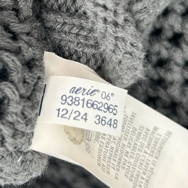 Aerie Women Dark Gray‎ Open Knit Quarter Zip Cropped Cotton Sweater Size M - Image 6