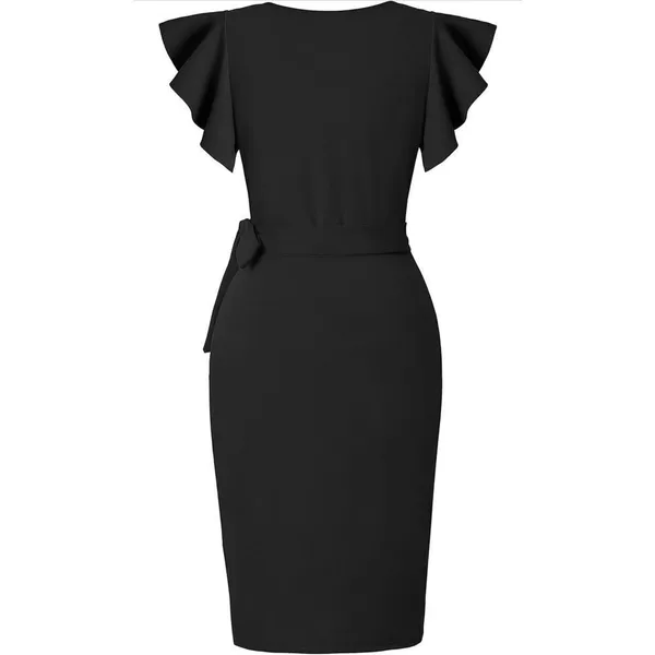 NEW Deep V Neck Sleeve Sheath Formal Slit Pencil Dress XL - Image 4