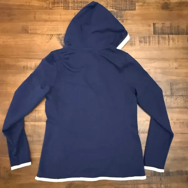Lauren Ralph Lauren Active Hoodie Pullover Quarter Zip Navy White Trim Size M - Image 3