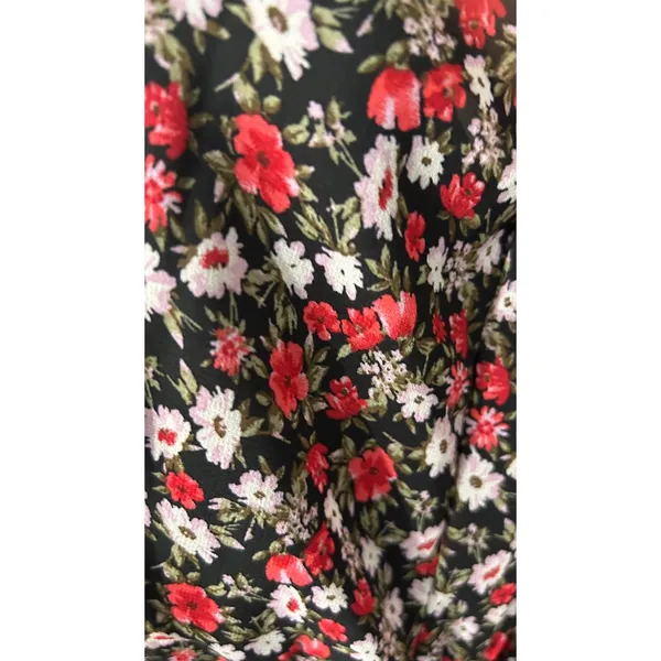 Socialite Floral Chiffon Mini Dress XS Red Black Long Sleeve Smocked Waist NWT - Image 8