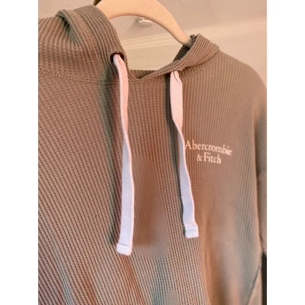 Abercrombie Waffle Knit Hoodie Pullover Minimalist Quiet Luxury Streetwear Y2K - Image 6