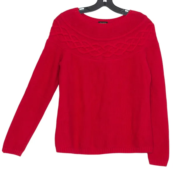 Talbots Sweater Holiday Christmas Classic Minimalist Festive Cozy Red Size Small - Image 5
