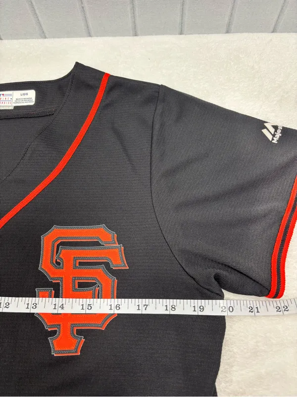 Majestic Black & Orange San Francisco Giants Button-Front Jersey Baseball L - Image 6