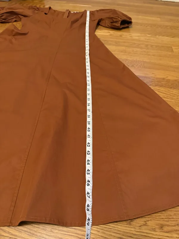 Flying Tomato Brown Square-Neck Midi Dress with Puff Sleeves size M - Image 15