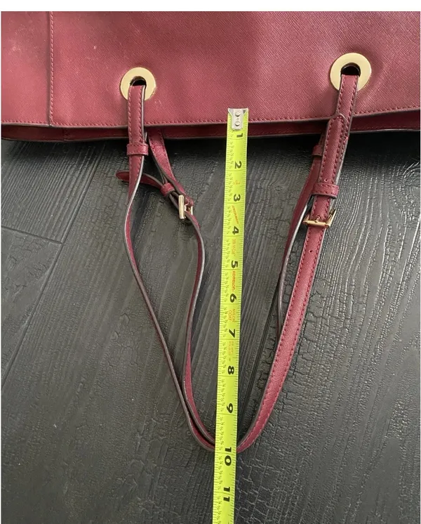 Michael Michael Kors East West Walsh Large Tote Bag Purse Burgundy Leather - Image 14