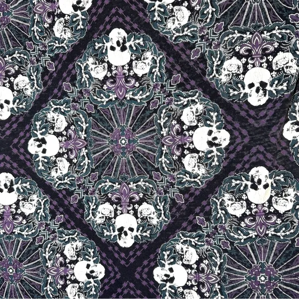 Rock & Republic Lightweight Skull Print Top M Burnout Purple Black Sheer Flowy - Image 2