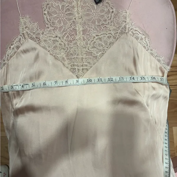 H&M Women's Lace Trim Satin Slip tunic top blush pink - Image 11